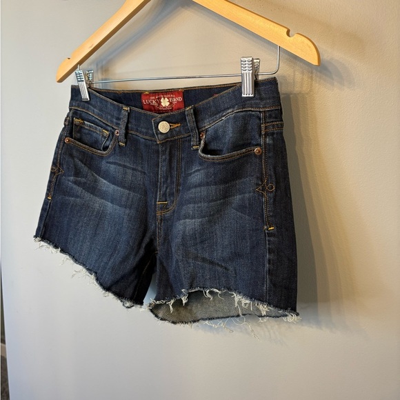 Lucky Brand Dark Blue Denim Cut-Off Jean Shorts size 27/4 - Picture 2 of 11